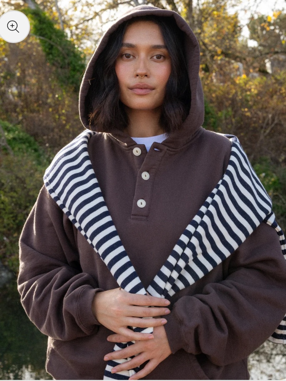 Okay to Rest Button Hoodie in Chocolate